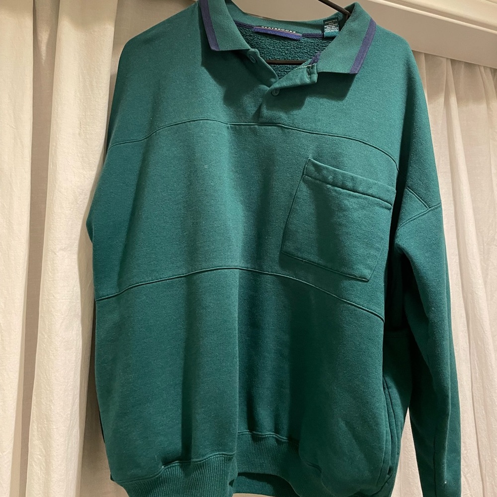 vintage green collared pullover